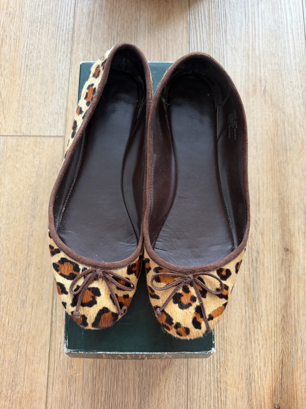 Lauren Ralph Lauren Leopard Print Calf Hair Ballet Flats